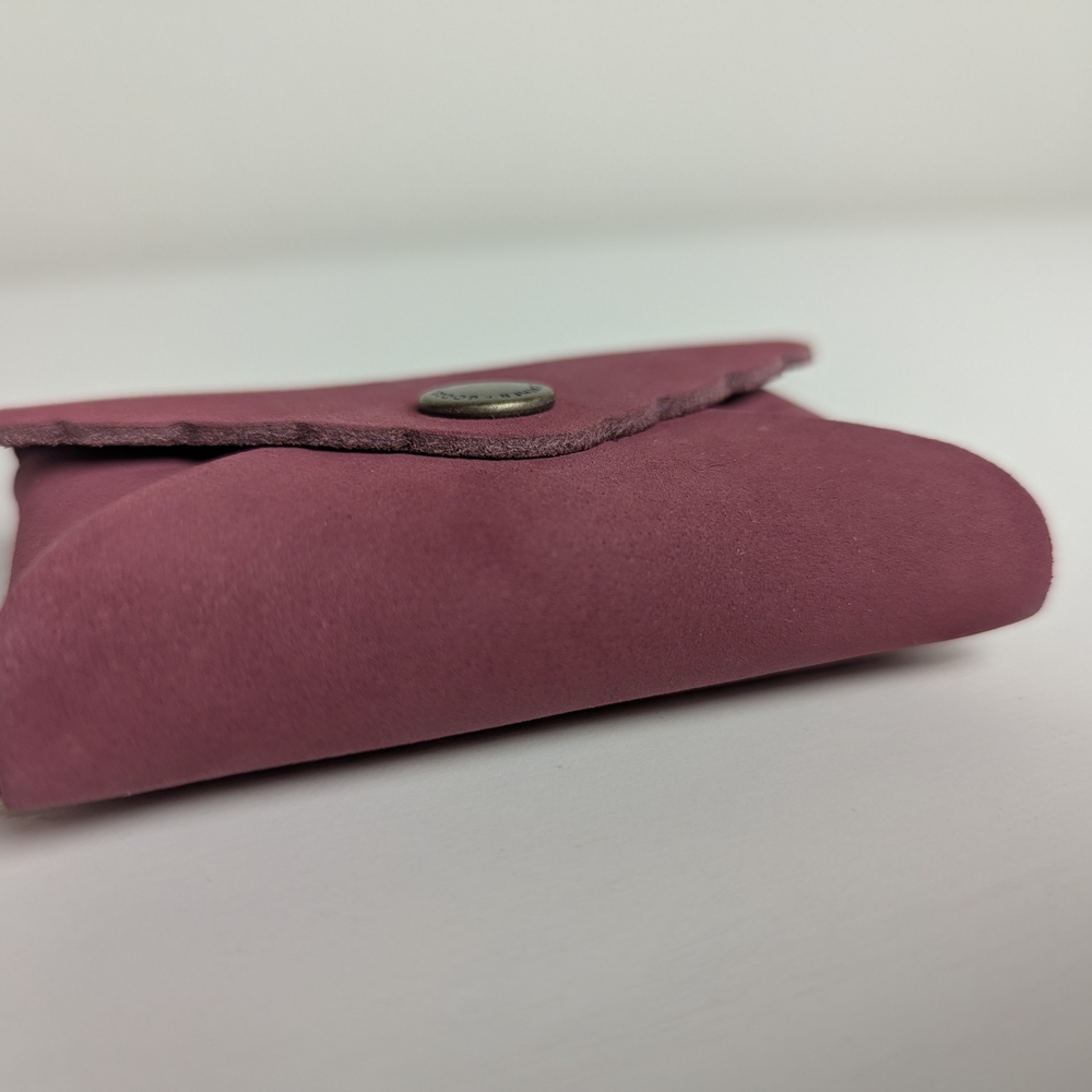 Portland Leather Pink Scalloped Suede Card Wallet - Picture 4 of 13